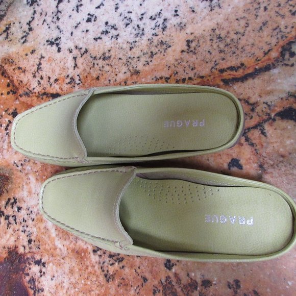 PRAGUE LIME SLIP ON LOW HEEL LEATHER SHOES… - Picture 5 of 7